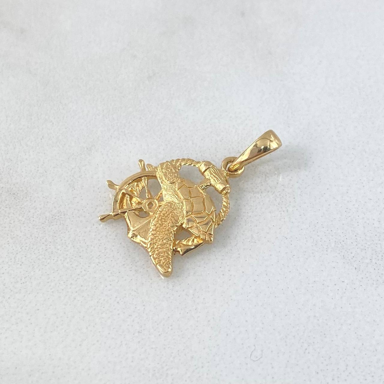 Dije Tortuga Ancla Timon 1.5gr / 1.8cm / Texturizado Oro Amarillo 18K (Oferta) ©