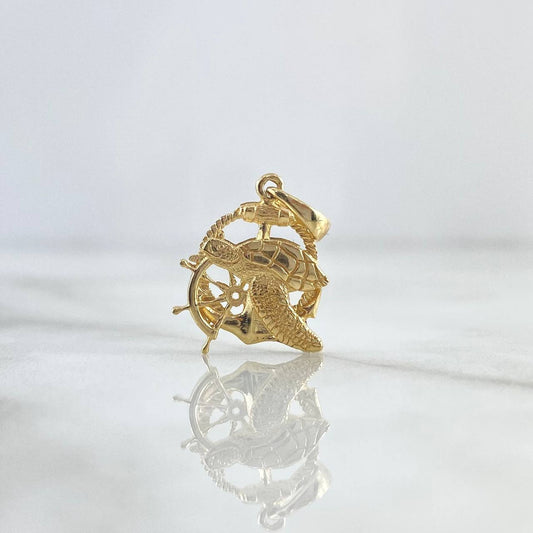 Dije Tortuga Ancla Timon 1.5gr / 1.8cm / Texturizado Oro Amarillo 18K (Oferta)