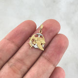 Dije Tortuga Ancla Timon 1.55gr / 1.8cm / Texturizado Dos Oros Amarillo Blanco
