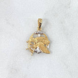 Dije Tortuga Ancla Timon 1.55gr / 1.8cm / Texturizado Dos Oros Amarillo Blanco