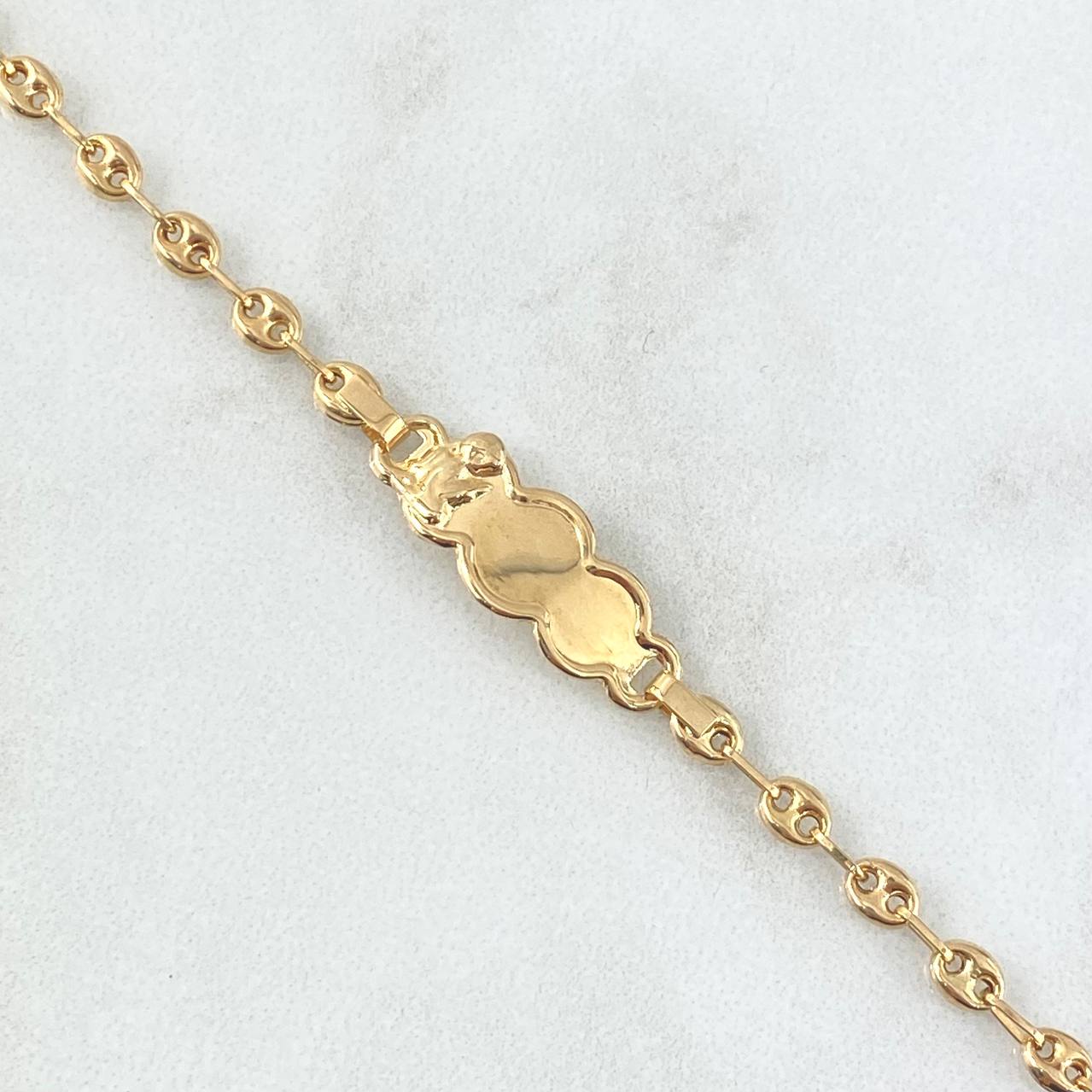 Pulso Bebé GC 1.75gr / 14cm / 3mm Placa Nube Angel Oro Amarillo
