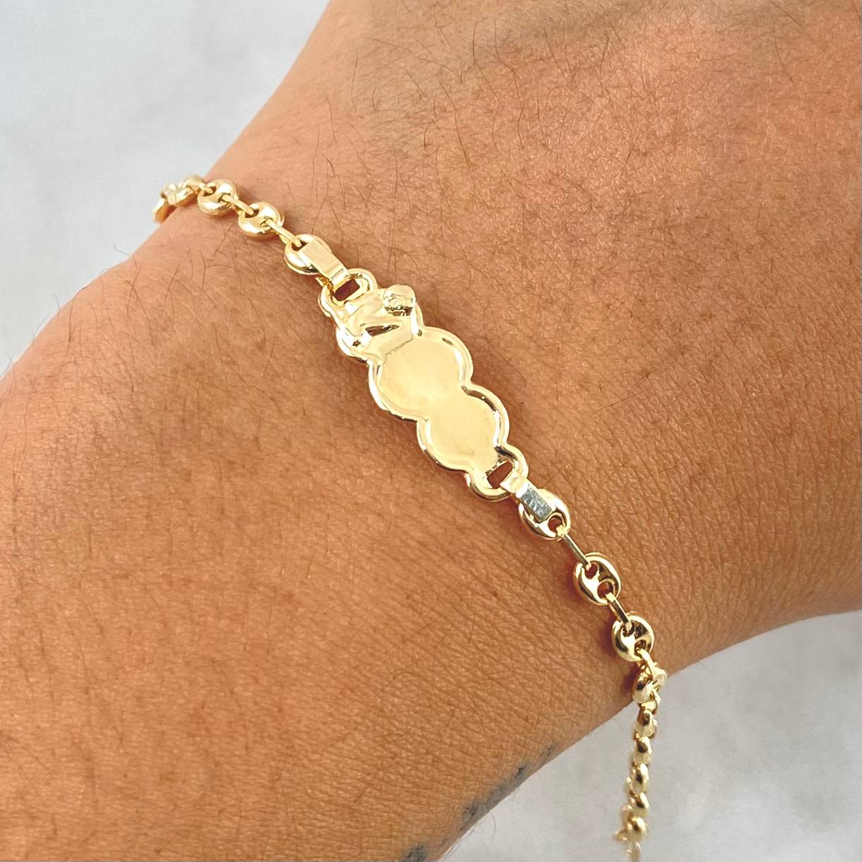 Pulso Bebé GC Placa Nube Angel 1.9gr / 14cm / 3.6mm Oro Amarillo 18K