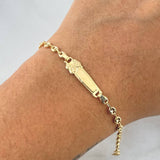 Pulso Bebé GC 1.65gr / 13.5cm / 3mm Placa Rectangular Oso TS Oro Amarillo