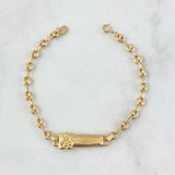 Pulso Bebé GC 1.65gr / 13.5cm / 3mm Placa Rectangular Oso TS Oro Amarillo