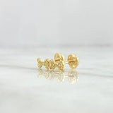 Topos Moño 0.7gr / 7mm Circones Blancos Oro Amarillo ©