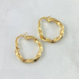 Candongas Deis 2gr / 2.2cm / Rayadas Entorchadas Oro Amarillo *