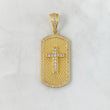 Dije Placa Cruz 10gr / 4.9cm Circones Blancos Oro Amarillo