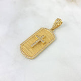 Dije Placa Cruz 10gr / 4.9cm Circones Blancos Oro Amarillo