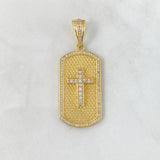 Dije Placa Cruz 10gr / 4.9cm Circones Blancos Oro Amarillo