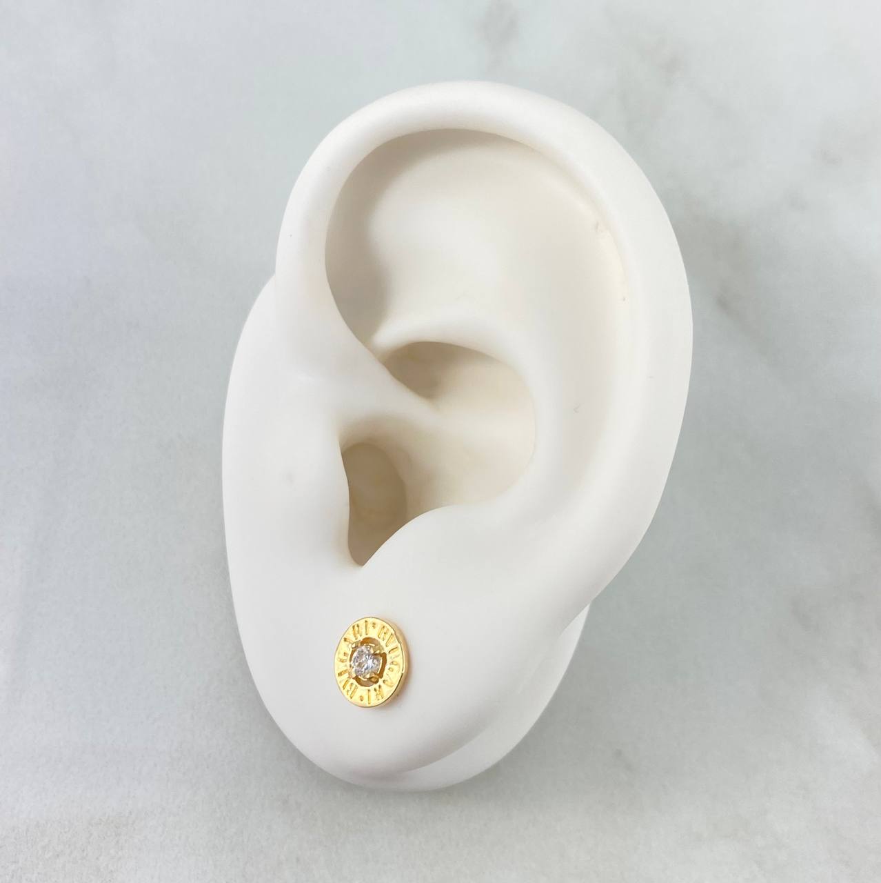 Topos Rusticos 1.15gr / 7mm Circon Blanco Oro Amarillo ©