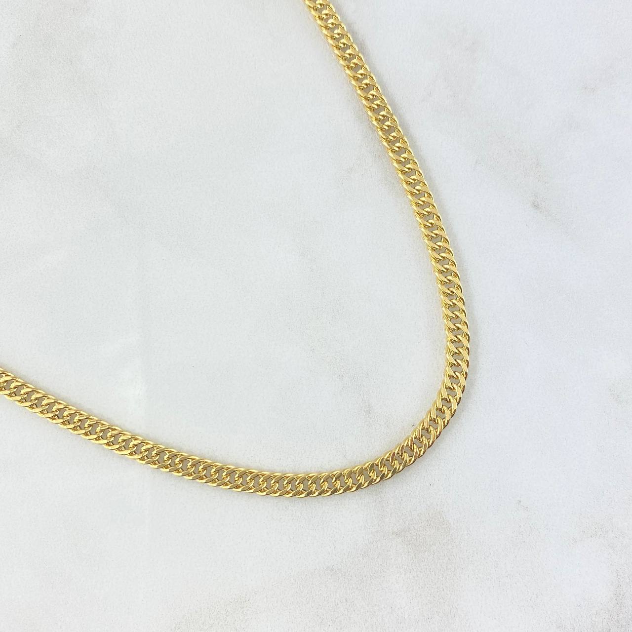 Cadena Cubana Reticulada 12.6gr / 60cm / 4mm Oro Amarillo +3