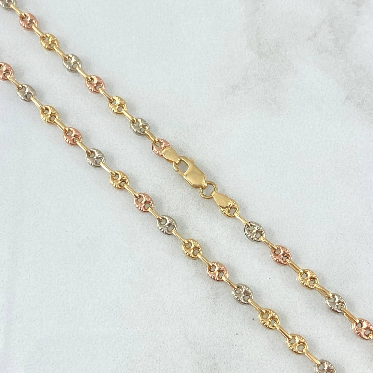 Cadena GC 6.95gr / 50cm / 3.4mm Diamantada Tres Oros 18K