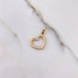 Dije Silueta Corazon 1.25gr / 2.1cm / Circones Blancos Oro Amarillo &