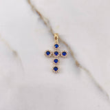 Dije Cruz Tupida 2gr / 2.7cm / Circones Azules Blancos Oro Amarillo &