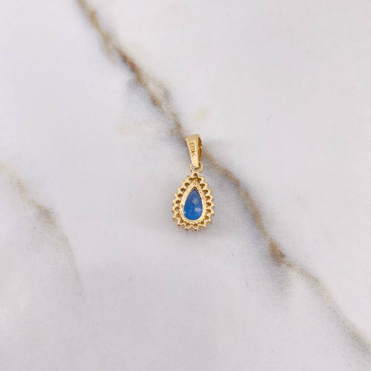 Dije Halo Gota 1.5gr / 1.8cm / Circones Azul Blancos Oro Amarillo &