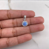 Dije Halo Piedras 1.7gr / 1.7cm / Circones Azul Blancos Oro Blanco &