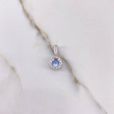 Dije Halo Piedras 1.7gr / 1.7cm / Circones Azul Blancos Oro Blanco &