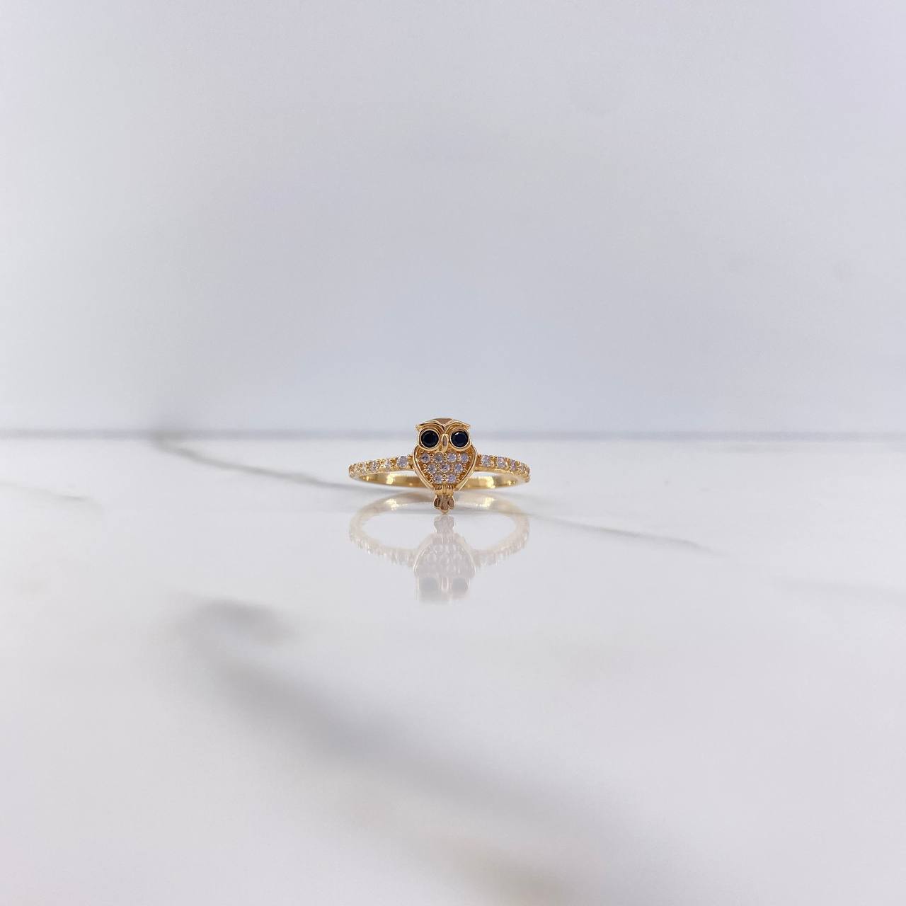 Anillo Buho 2.05gr / T7 / Circones Negros Blancos Oro Amarillo &