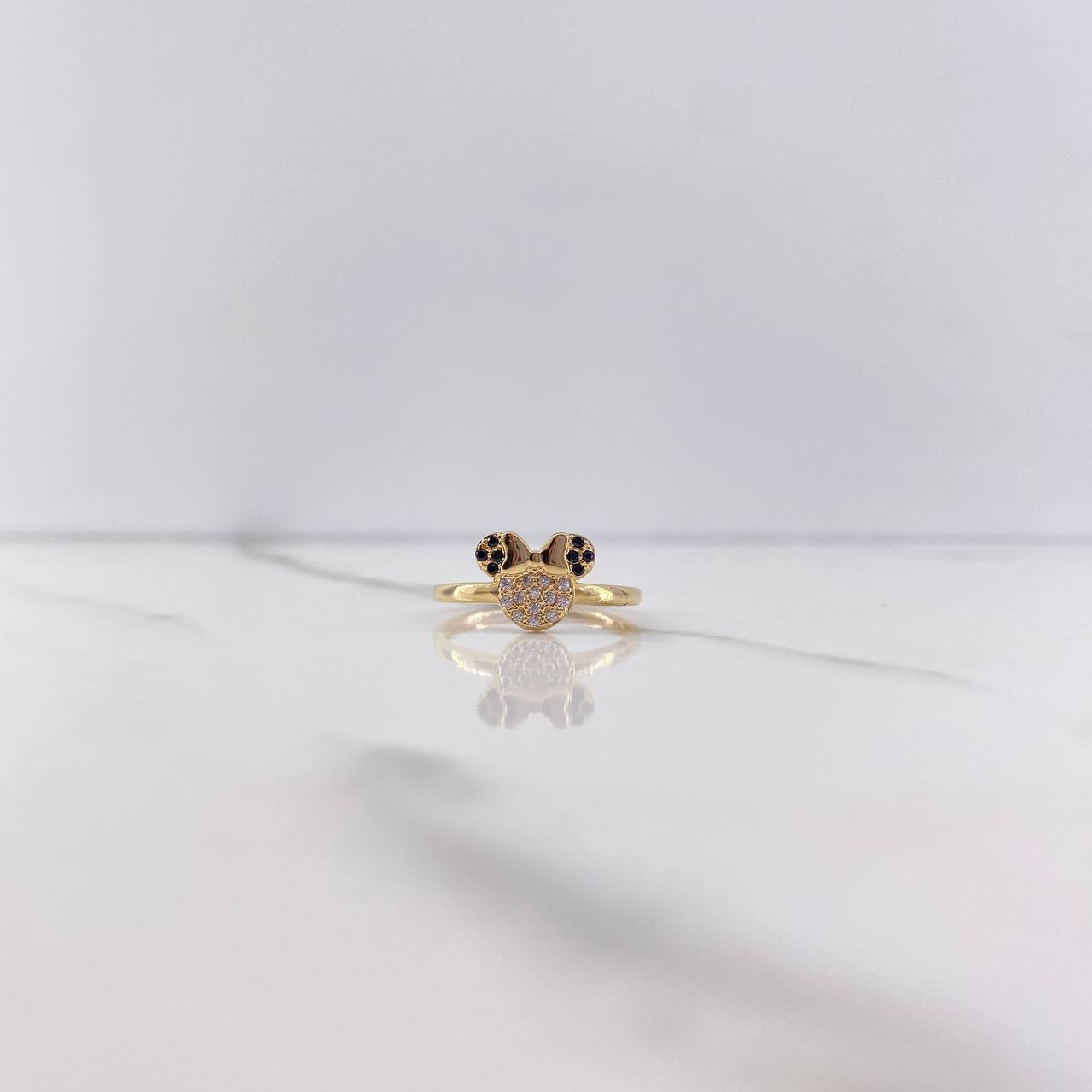 Anillo Raton 1.85gr / T6 1/4 / Circones Negros Blancos Oro Amarillo &