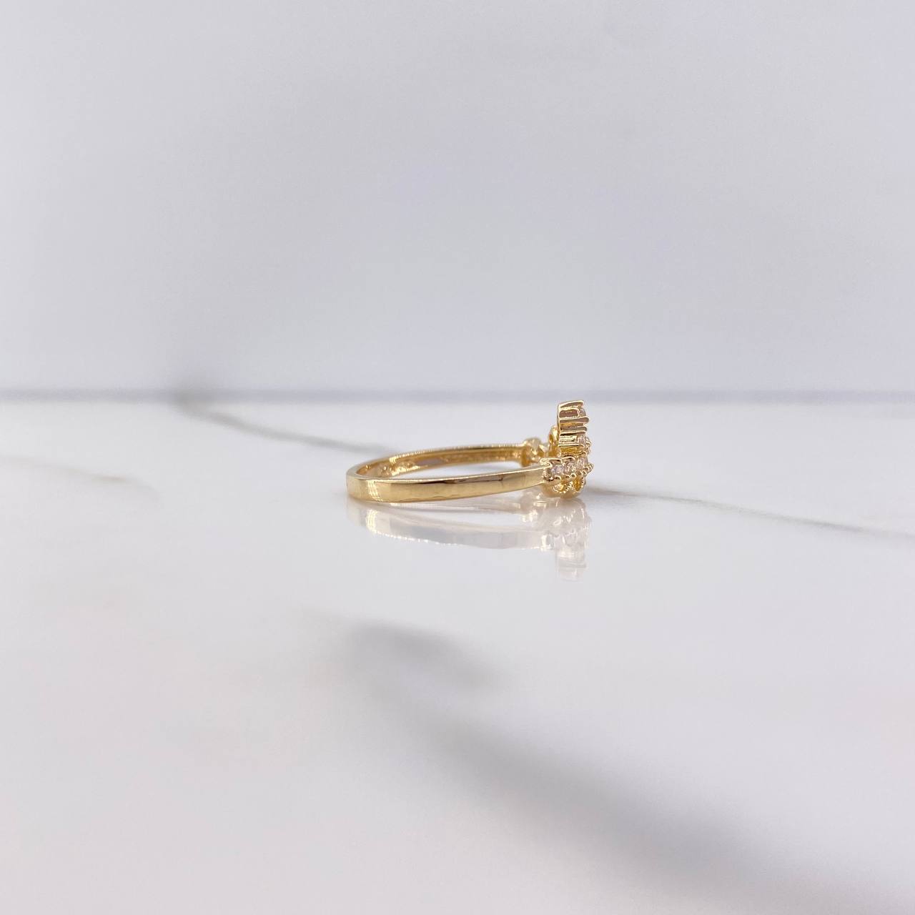 Anillo Corona 2.05gr / T6 / Circones Blancos Oro Amarillo &