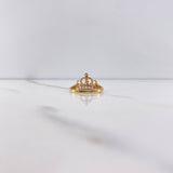 Anillo Corona 15s 2.05gr / T6 1/2 / Circones Blancos Oro Amarillo &