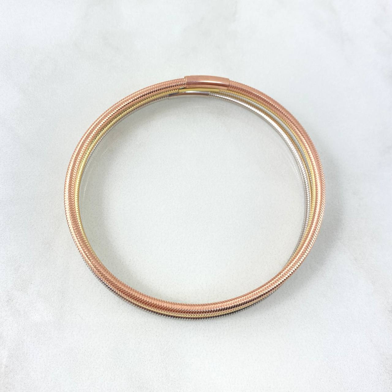 Pulso Trio Aros Reticulados 5.55gr / 18cm-22cm / 2.2mm Oro Amarillo +4 * (Oferta)