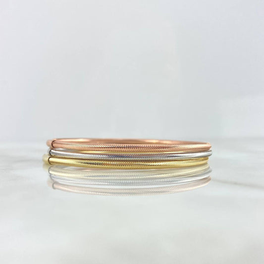 Pulso Trio Aros Reticulados 5.55gr / 18cm-22cm / 2.2mm Oro Amarillo +4 * (Oferta)