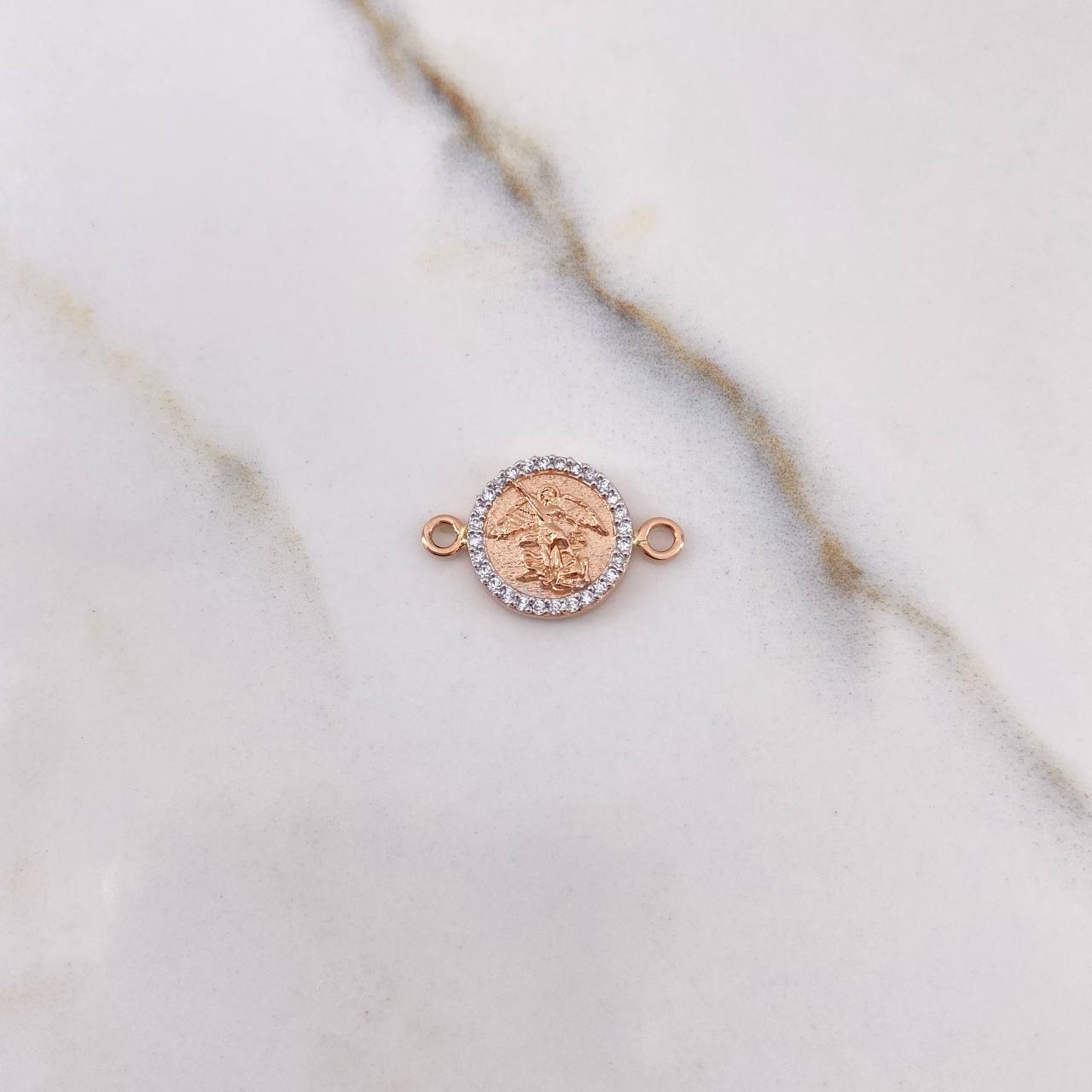 Herraje San Miguel Arcangel 1.4gr / 1.8cm / Circones Blancos Dos Oros Blanco Rosa &