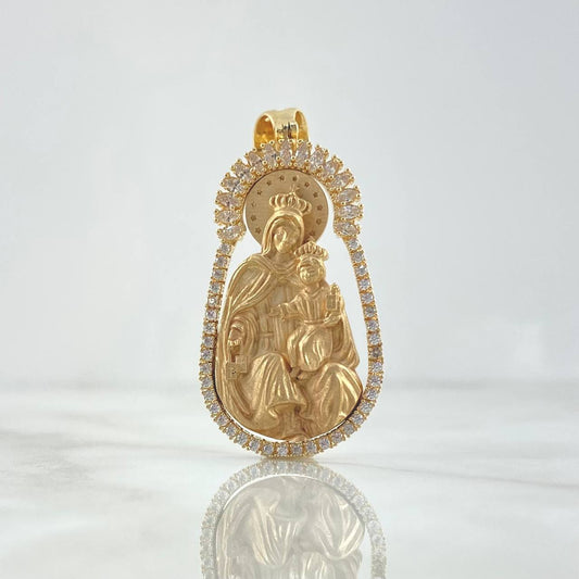 Dije Virgen del Carmen 12.45gr / 4.5cm / Mate Circones Blancos Oro Amarillo