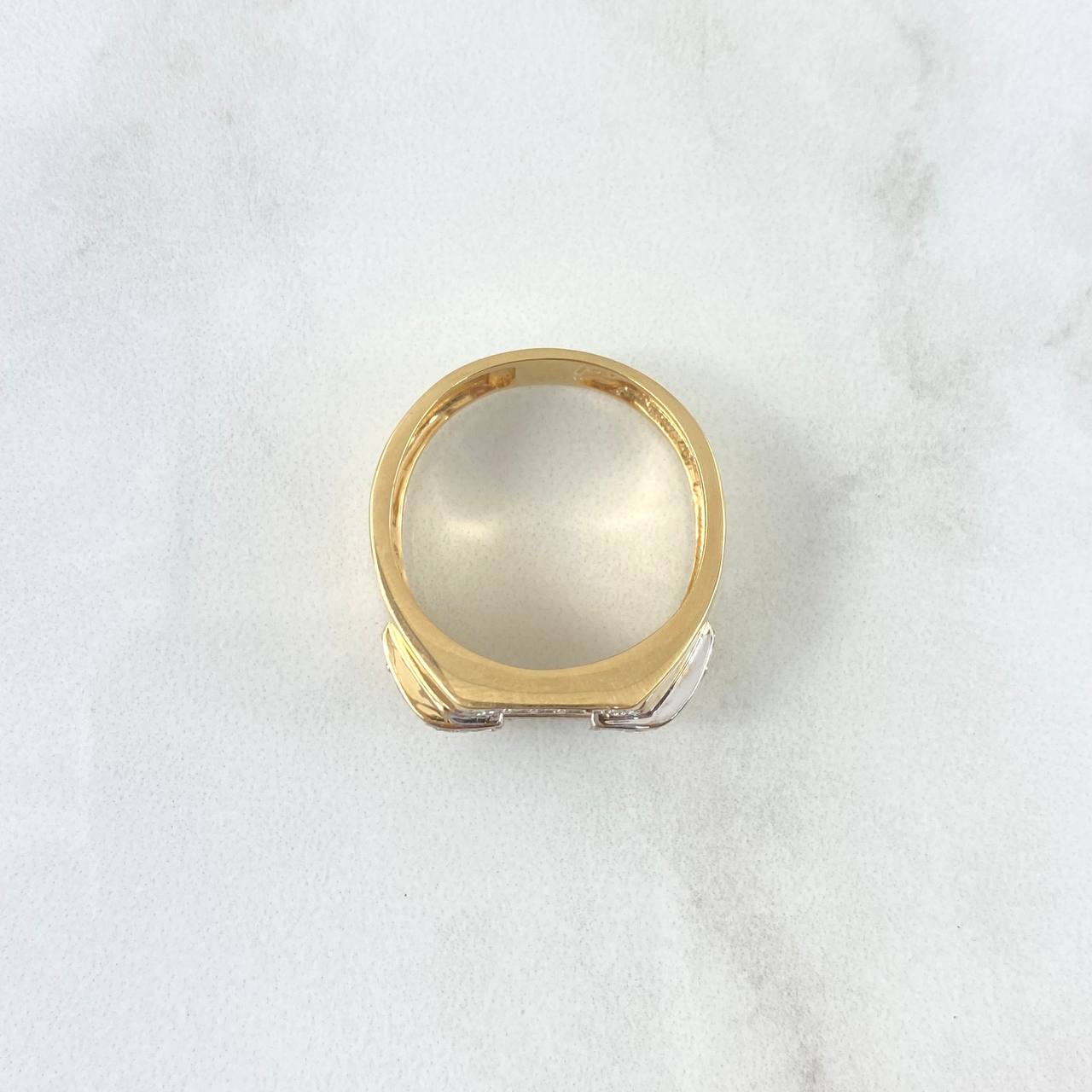 Anillo Hebilla 6.55gr / T11 1/4 / Circones Blancos Oro Amarillo