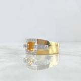 Anillo Hebilla 6.55gr / T11 1/4 / Circones Blancos Oro Amarillo