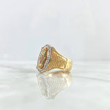 Anillo Virgen Guadalupe  9.5gr / T 9 1/2 / Circones Blancos Verdes Fucsias Oro Amarillo *