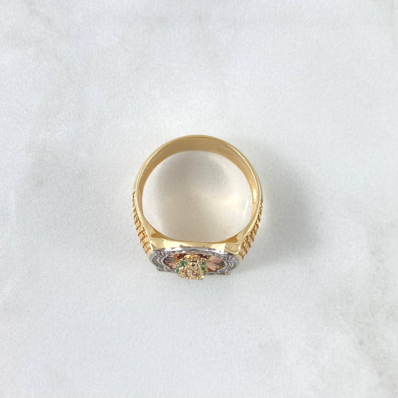 Anillo Virgen Guadalupe  9.5gr / T 9 1/2 / Circones Blancos Verdes Fucsias Oro Amarillo *