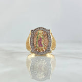 Anillo Virgen Guadalupe  9.5gr / T 9 1/2 / Circones Blancos Verdes Fucsias Oro Amarillo *