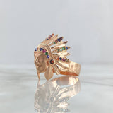 Anillo Indio 10.85gr / T9 3/4 / Circones de Colores Oro Rosa *