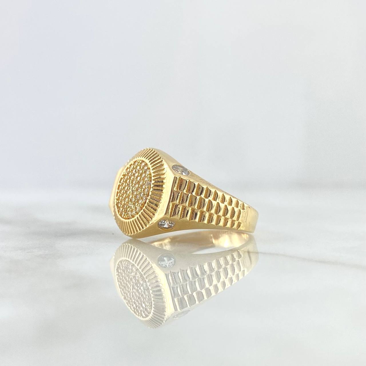 Anillo Circulo Tupido 6.2gr / T 9 1/2 / Circones Blancos Oro Amarillo *