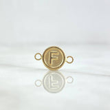 Herraje Letra F 0.4gr / 1.3cm / Circulo Mate Oro Amarillo 18K