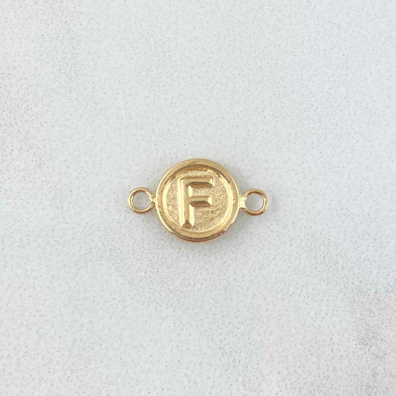 Herraje Letra F 0.4gr / 1.3cm / Circulo Mate Oro Amarillo 18K