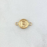 Herraje Letra F 0.4gr / 1.3cm / Circulo Mate Oro Amarillo 18K