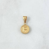Dije Letra P 0.6gr / 2cm / Circulo Bordeado Oro Amarillo