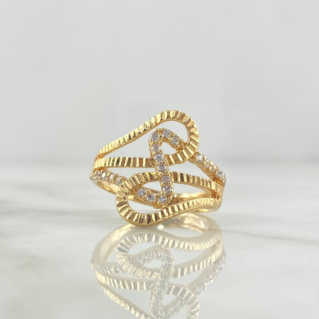 Anillo Nota Musical Rustica 3.8gr / T6 1/2 / Circones Blancos Oro Amarillo 18K &