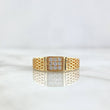 Anillo Mosaico Basteado 2.6gr / T6 3/4 / Circones Blancos Oro Amarillo ©