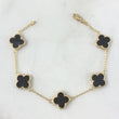 Pulso Aro Seguido Trébol VCyA 5.9gr / 19cm / 13mm Negro Electrostático Punteado Oro Amarillo 18K ©