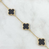 Pulso Aro Seguido Trébol VCyA 5.9gr / 19cm / 13mm Negro Electrostático Punteado Oro Amarillo 18K ©