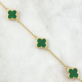 Pulso Aro Seguido Trébol VCyA 4.35gr / 19cm / 10mm Verde Electrostático Punteado Oro Amarillo 18K ©