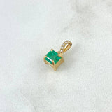 Dije Piedra Cubo 0.9gr / 1.1cm / Esmeraldas 0.58pts - Diamantes Blancos 0.01pts Oro Amarillo 18K (Joya) ©