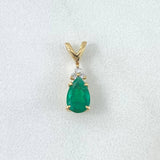 Dije Tri Gota 0.75gr / 1.6cm / Esmeraldas 0.73pts - Diamantes Blancos 0.04pts Oro Amarillo 18K (Joya) ©