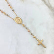 Rosario Virgen Milagrosa 14.15gr / 60cm / 5mm Bolas Diamantadas - Cruz Cristo Troquelado Tres Oros 18K