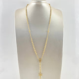 Rosario Virgen Milagrosa 14.35gr / 60cm / 4mm - 5mm Bolas Diamantadas - Cruz Cristo Circones Blancos Oro Amarillo 18K