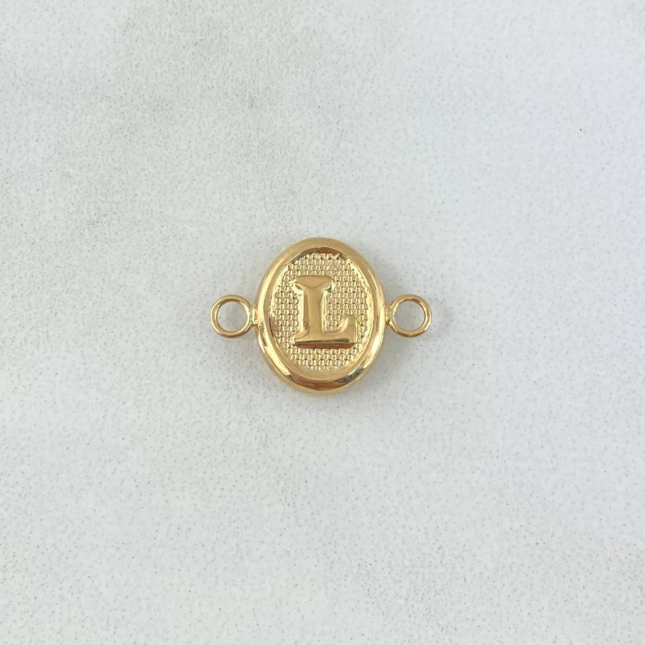 Herraje Letra L 0.4gr / 1.6cm / Ovalado Texturizado Oro Amarillo 18K